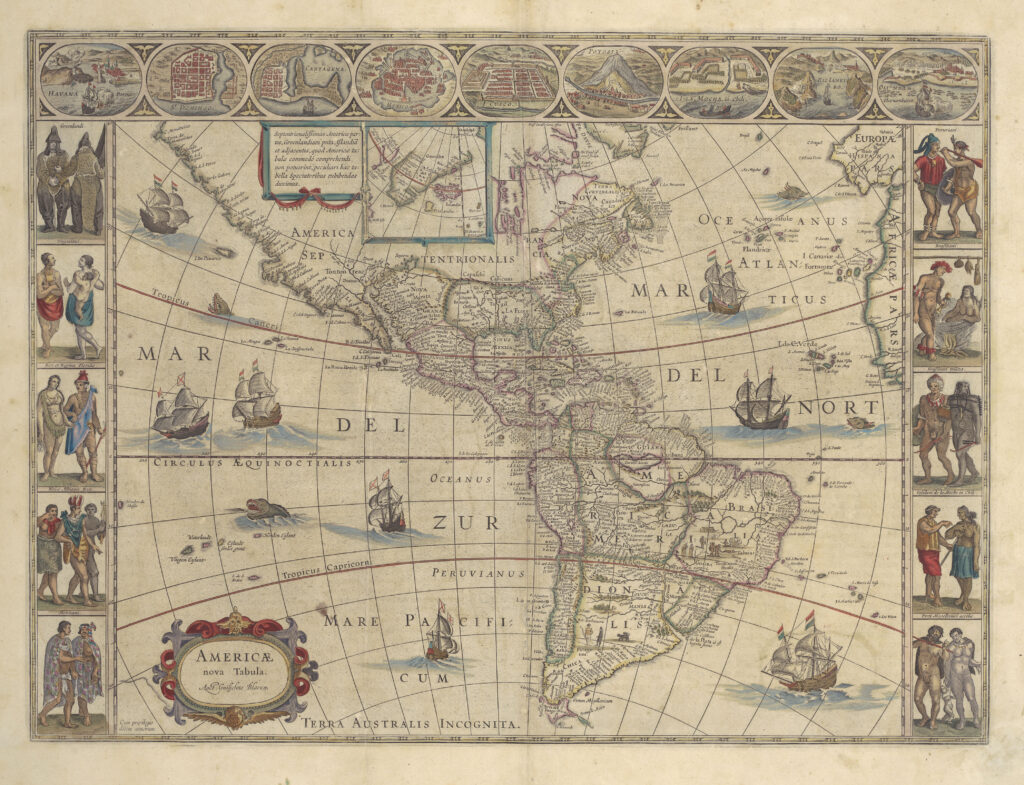 Americæ nova tabula. From Theatrum Orbis Terrarum. 1642. In the collection of UTA Libraries Special Collections. Wikimedia Commons.