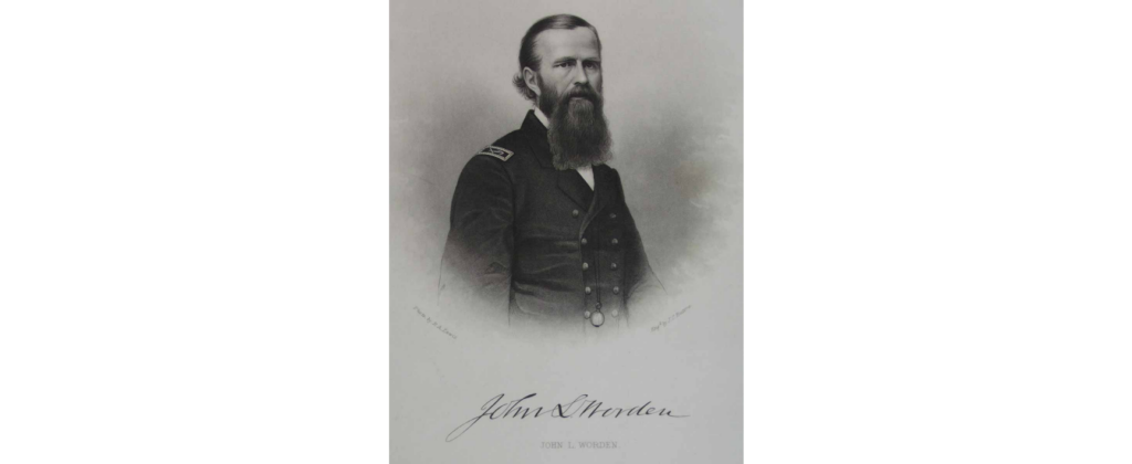 A portrait of a man in a uniform with the writing John L. Worden